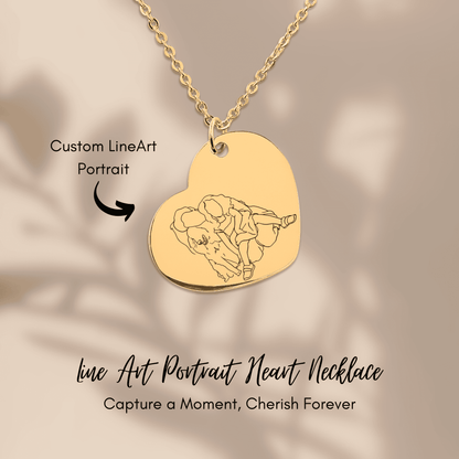 Line Art Portrait Heart Necklace